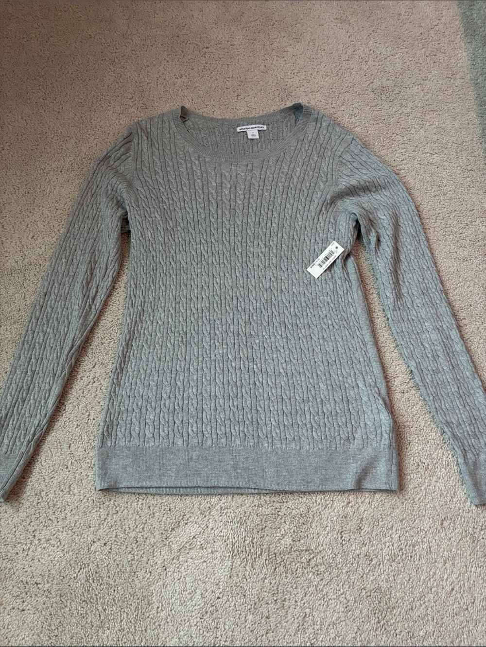 New Amazon Essentials Classic Cable-Knit Women’s Sweater - Light Gray size M